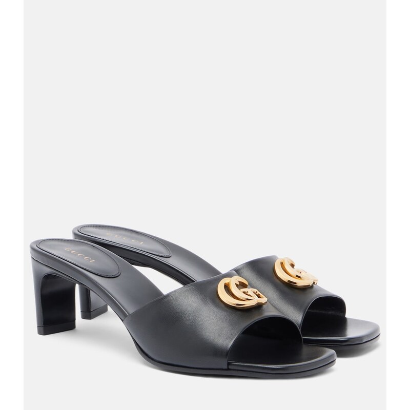 Gucci Double G leather mules