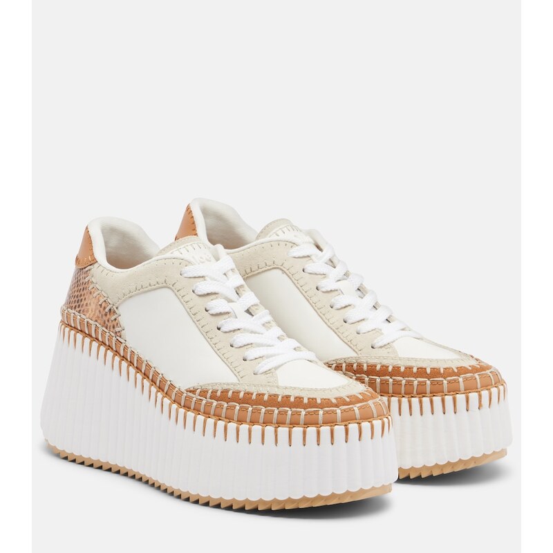 Chloe ChloÃ Nama leather-trimmed platform sneakers