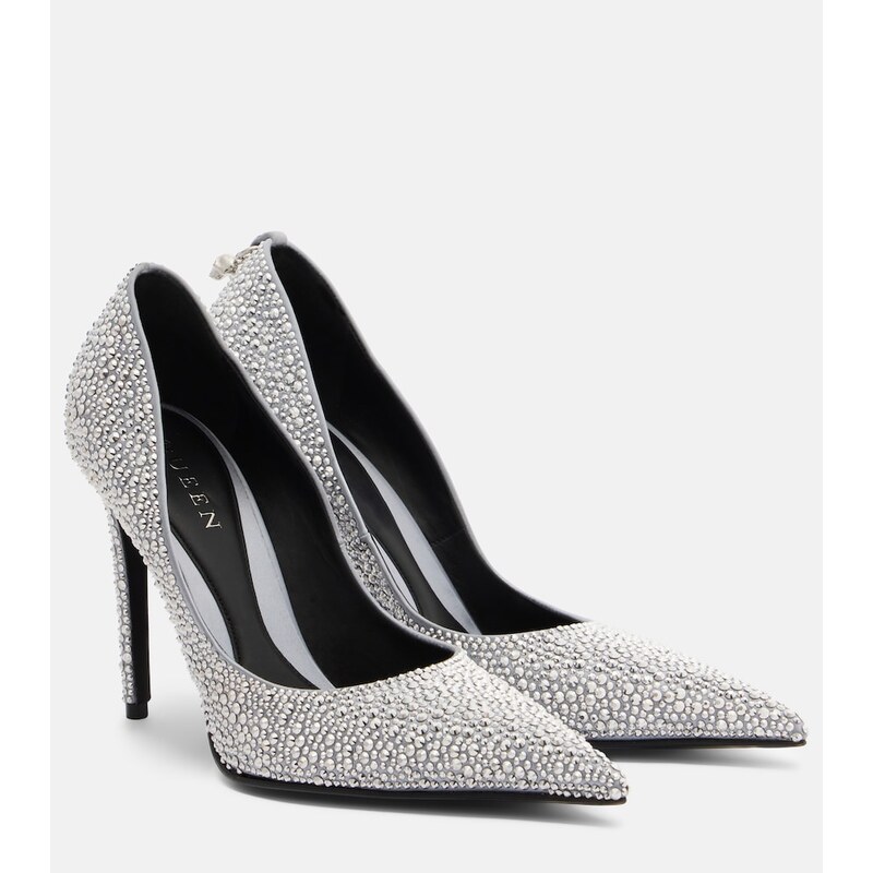 McQueen Skull studded satin pumps