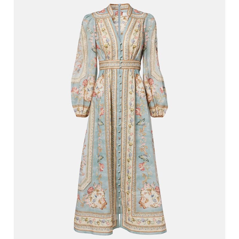Zimmermann Roselight floral linen midi dress