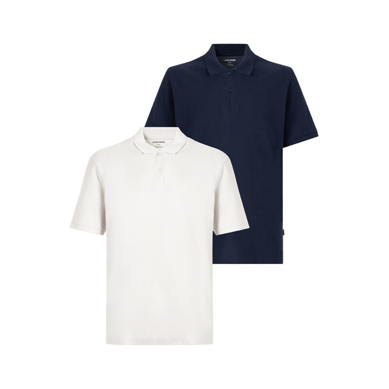 JACK & JONES Tričko JJKANE světle béžová / námořnická modř