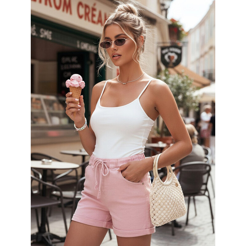 BASIC Růžové šortky BEACH VIBE Růžová