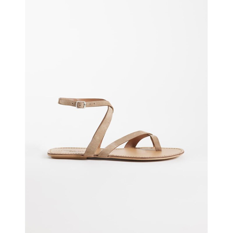 ASOS DESIGN Friction sandal in taupe real suede-Brown