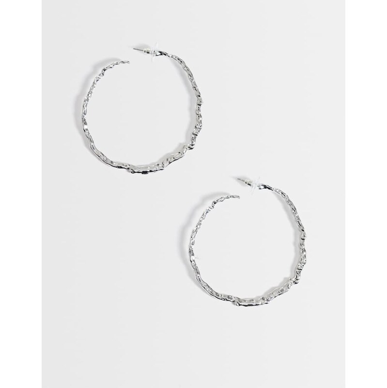 DesignB London large hammered hoops in silver
