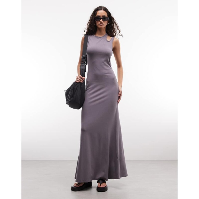 Weekday maxi dress with cut out back and shoulder detail in