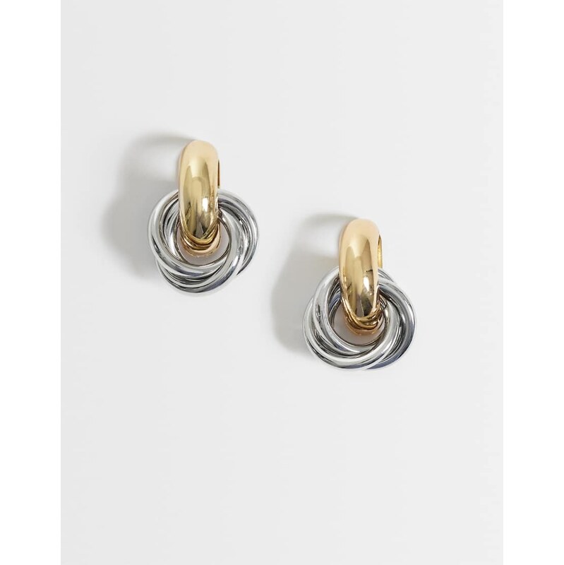 DesignB London door knocker earrings in mixed metal-Multi