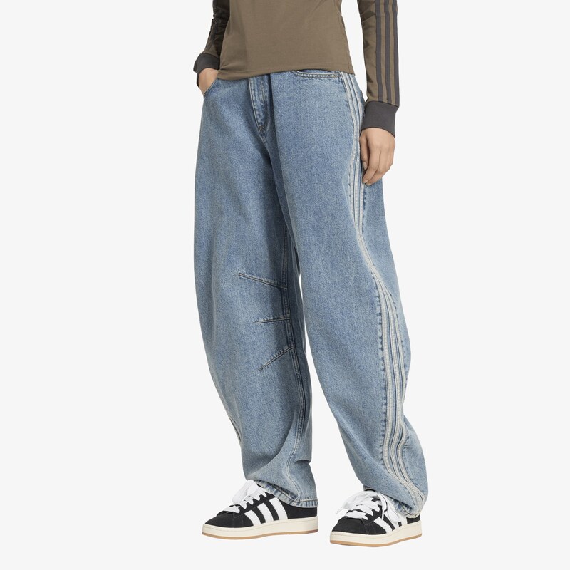 adidas Originals Kalhoty adidas High Rise Barrel Leg Denim Jeans