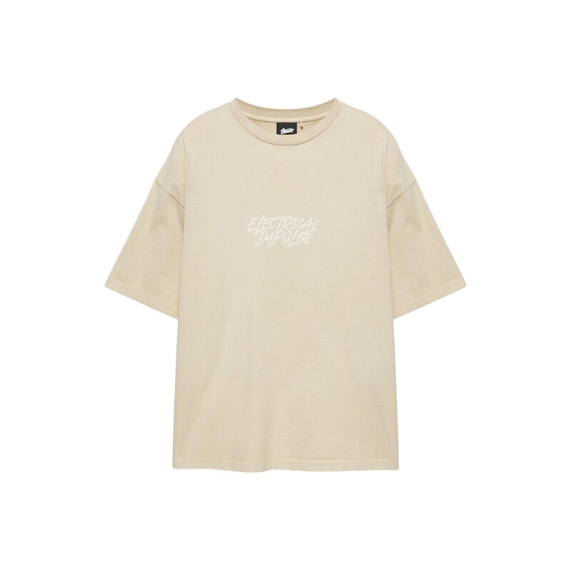 Pull&Bear Tričko STWD krémová / písková