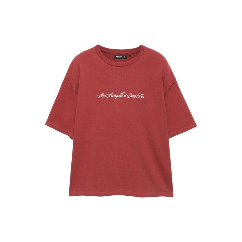 Pull&Bear Svetr rezavě červená / bílá