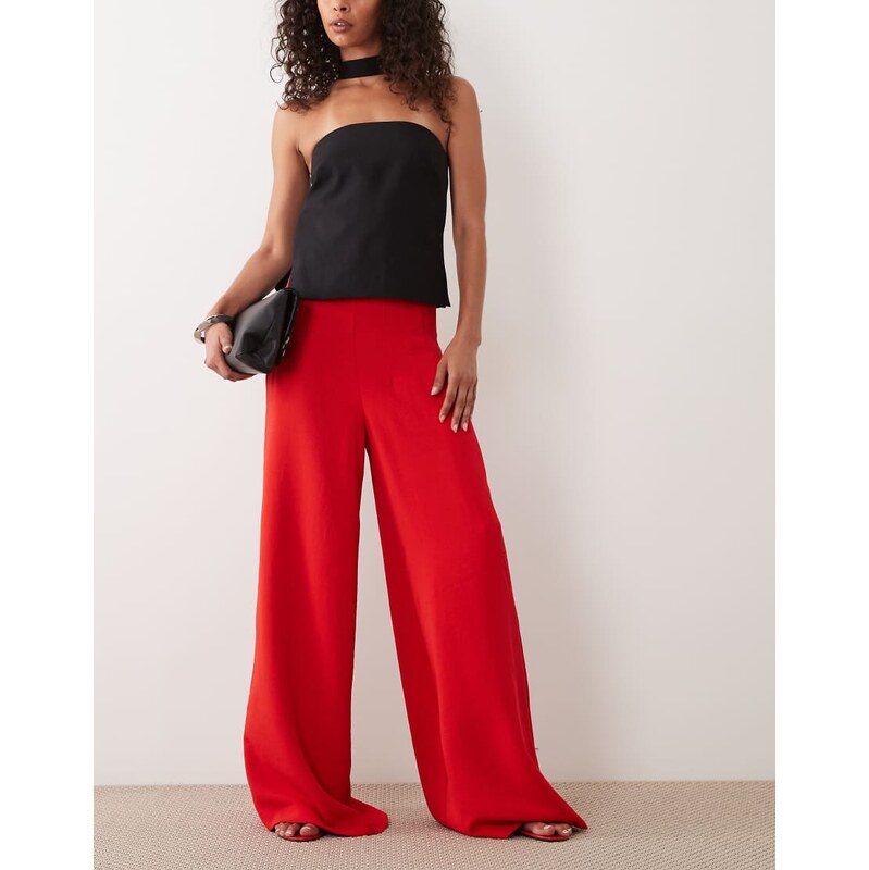 ASOS DESIGN tailored high waist corset detail trouser in red