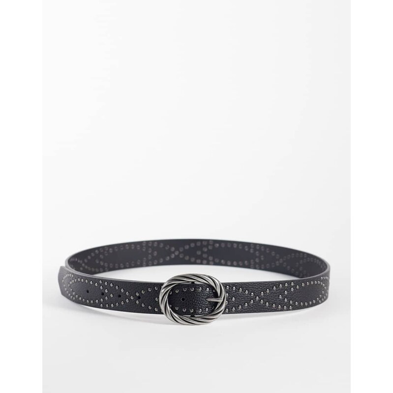 ASOS DESIGN studded faux leather belt with twisted pattern