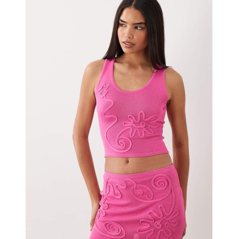 Wanderdoll Eliza metallic knit abstract detail scoop neck top co