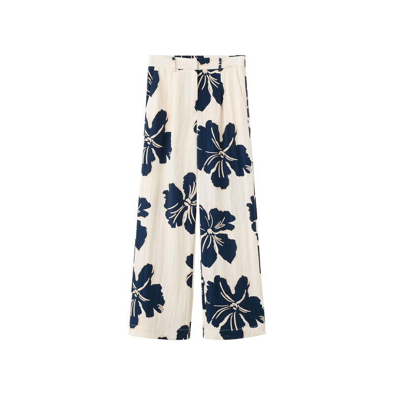 MANGO Kalhoty se sklady v pase TROUSERS DOTTER noční modrá /