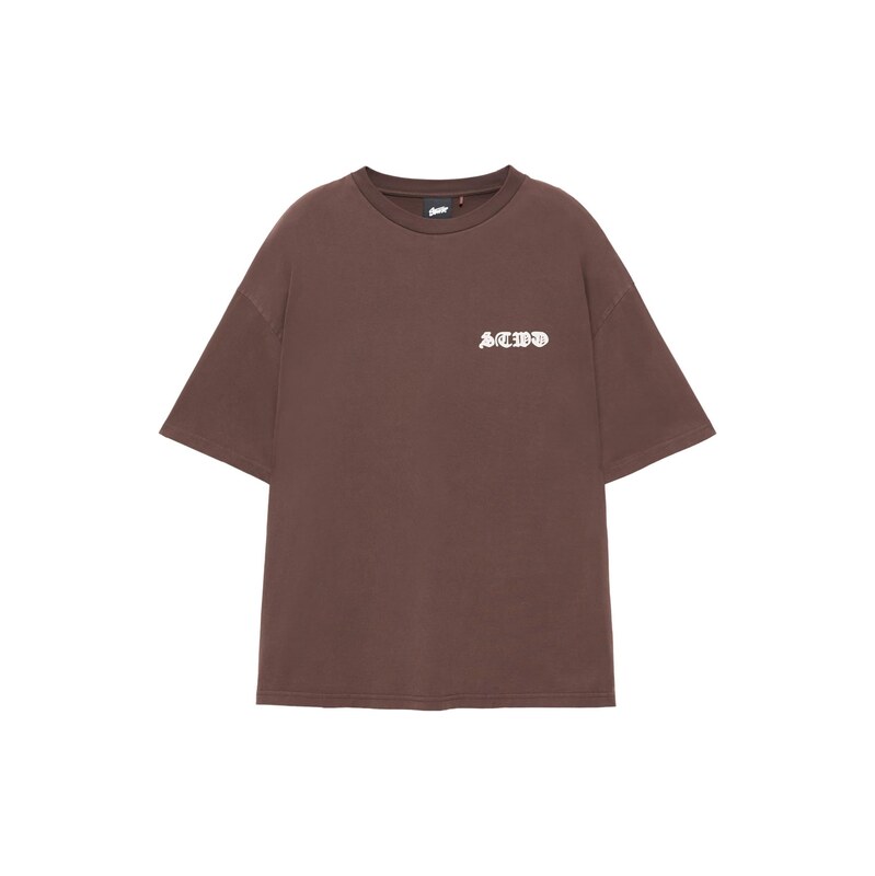 Pull&Bear Tričko STWD krémová / hnědá