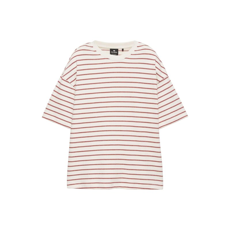 Pull&Bear Tričko burgundská červeň / bílá