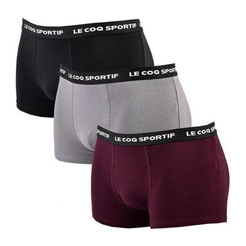 Le Coq Sportif pánské boxerky 3PAK černé šedé vínové