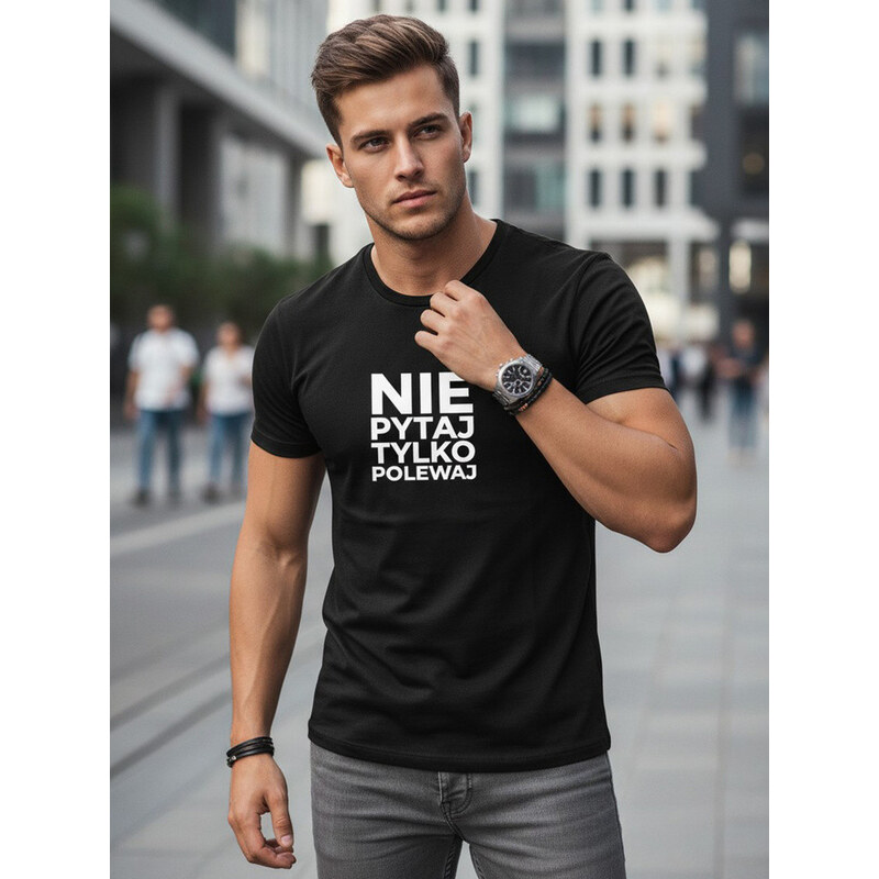 Pánské bavlněné tričko s humorným nápisem černé FashionStreet