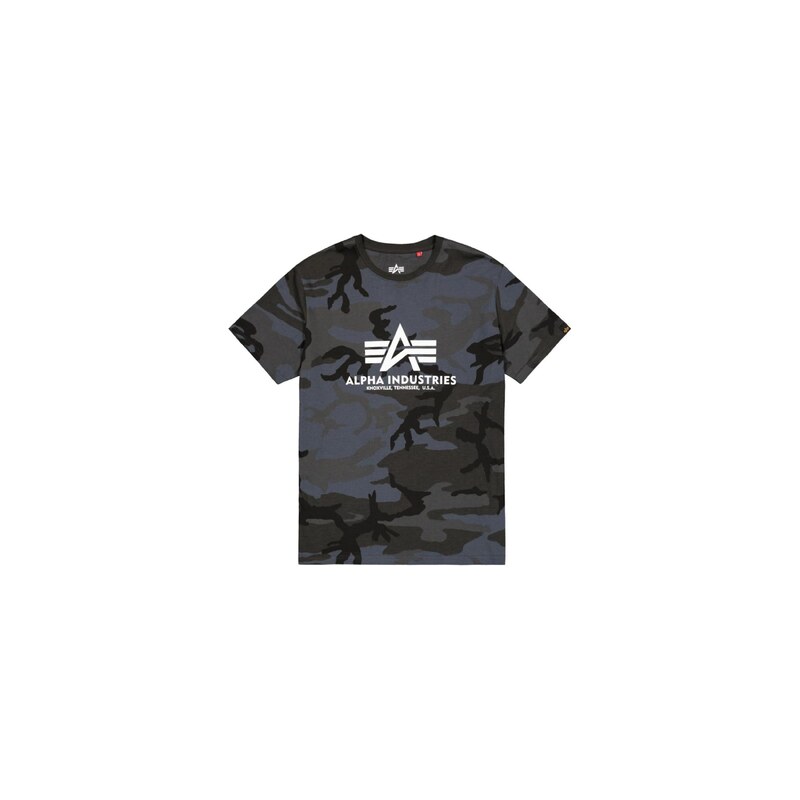 ALPHA INDUSTRIES Tričko Basic Logo Camo šedá / černá / bílá