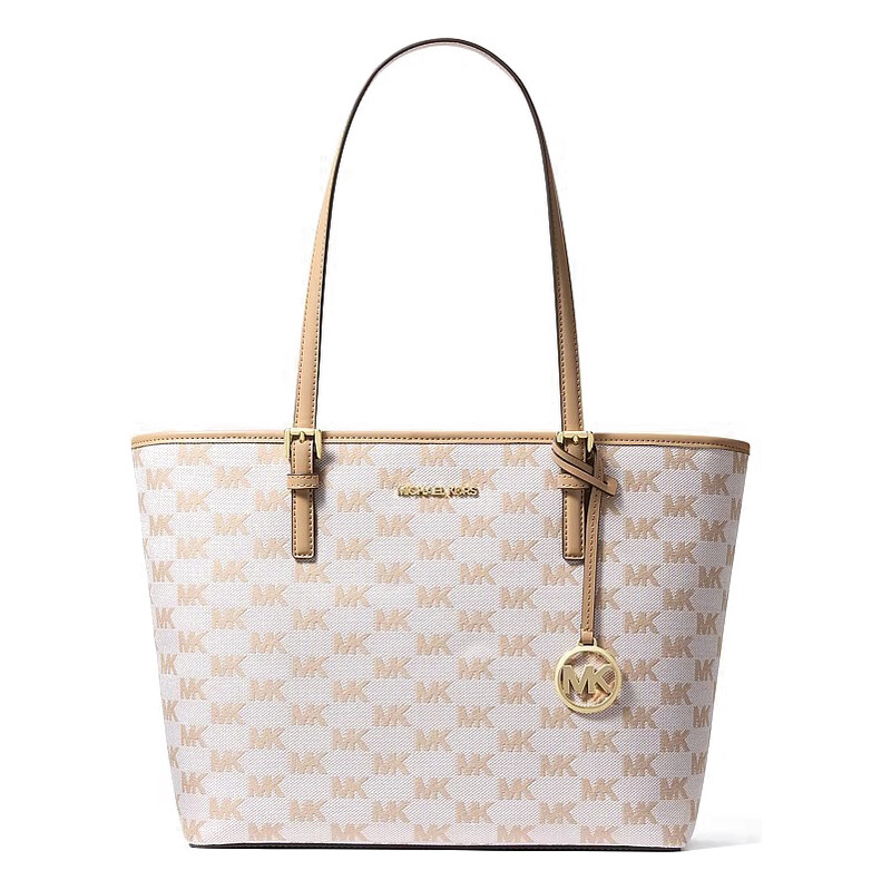 Michael Kors plátěná kabelka přes rameno logo světle hnědá