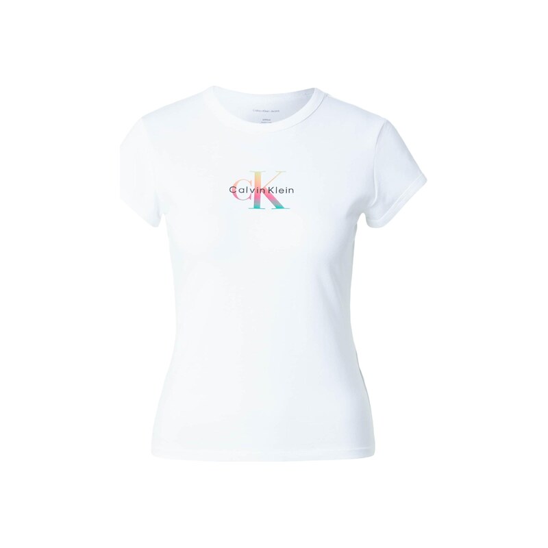 Calvin Klein Jeans Tričko Slim Monogram - Pride tyrkysová / pink