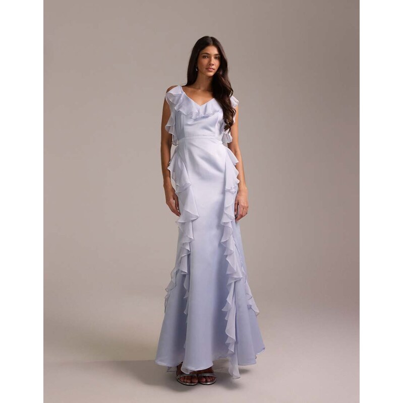 ASOS DESIGN bridesmaids high neck satin maxi dress with chiffon