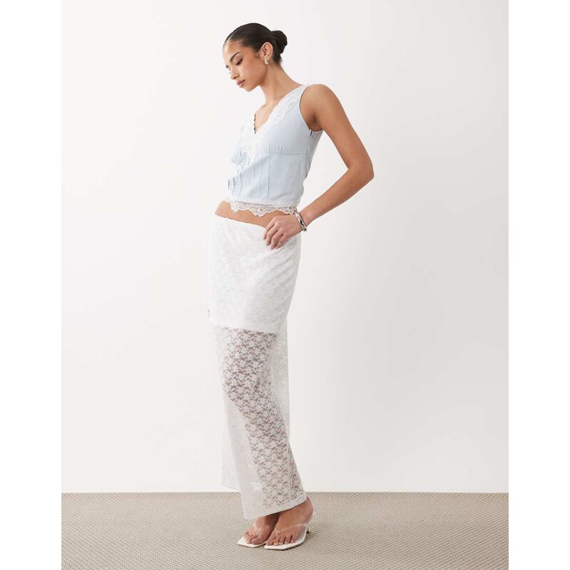 ASOS DESIGN lace column maxi skirt in white