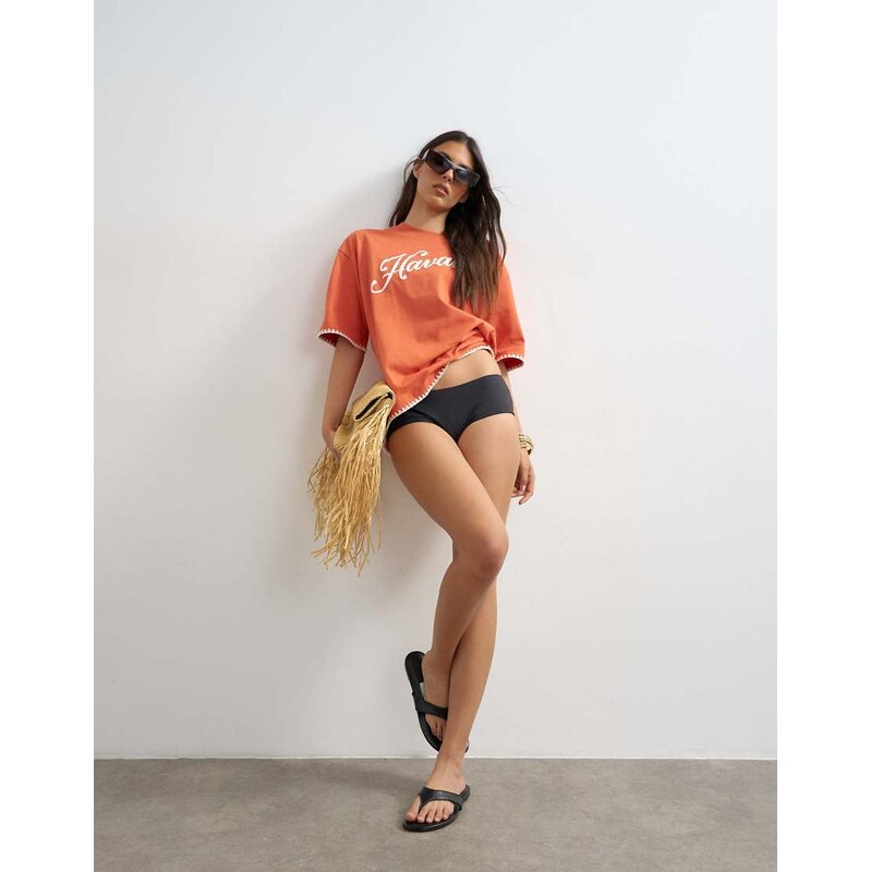 Topshop Italy booty short bikini bottom in black