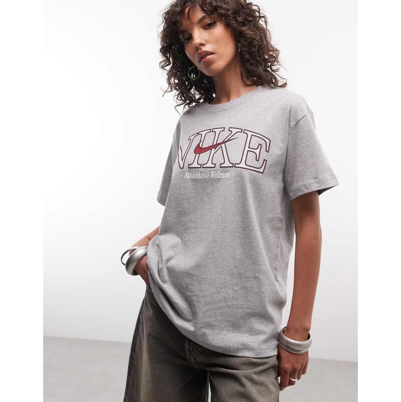 Nike Classic boyfriend fit t-shirt with graphic print in grey