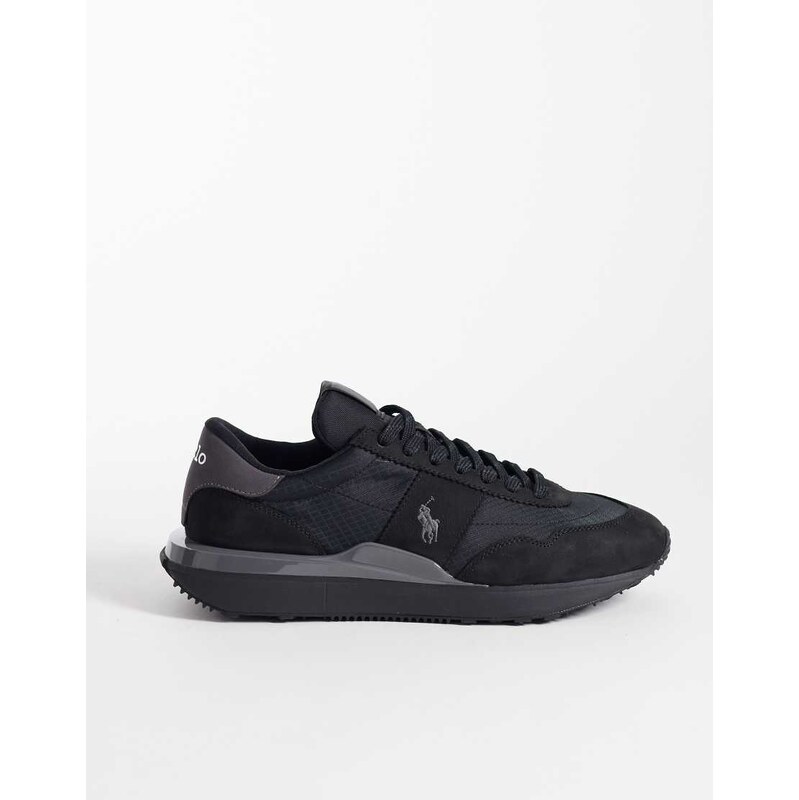 Polo Ralph Lauren low top lace up trainers in black