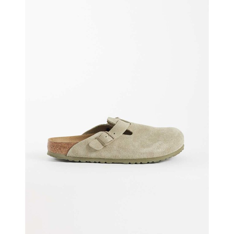 Birkenstock Boston suede clogs in faded khaki-Green