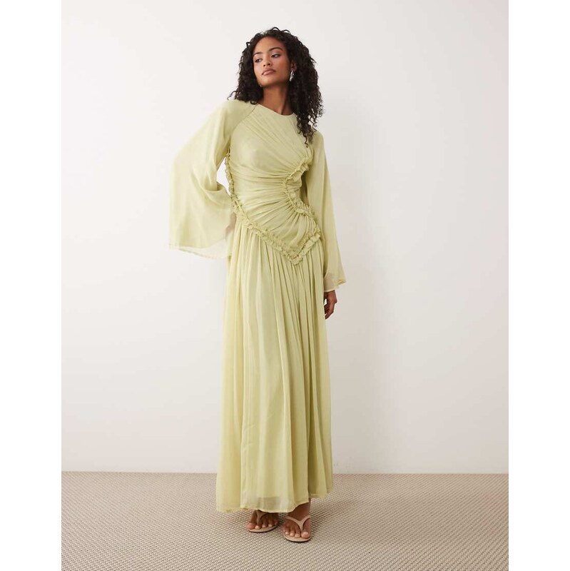 ASOS DESIGN crinkle chiffon gathered maxi dress with micro