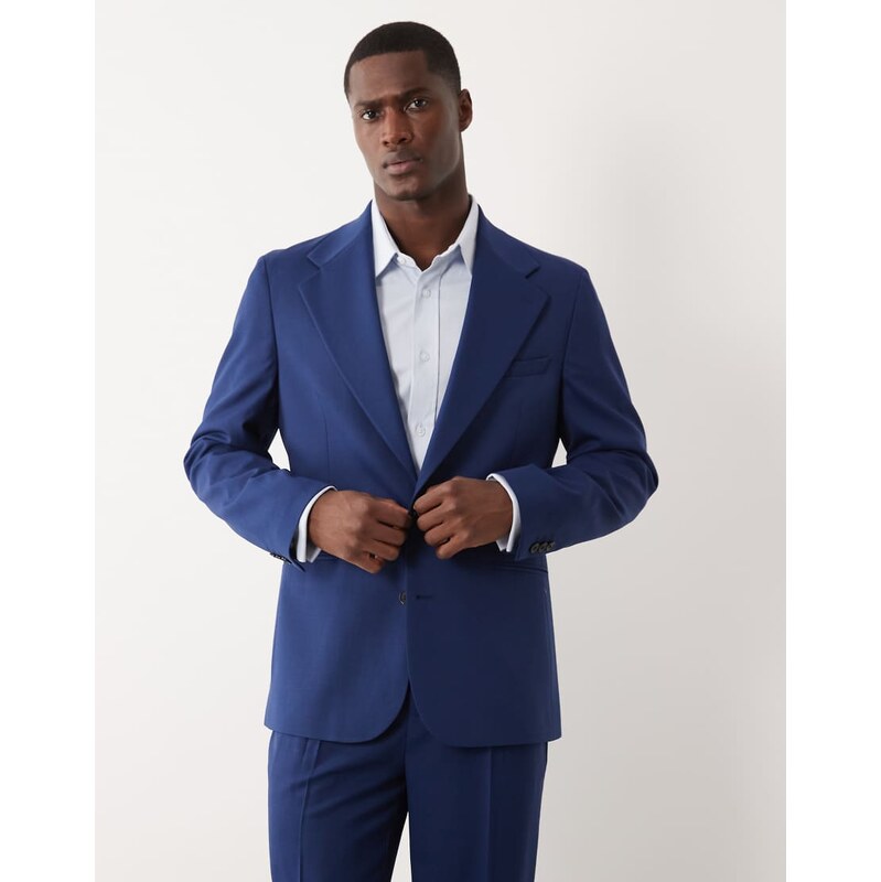 ASOS DESIGN 100% summer wool slim suit jacket in navy-Neutral