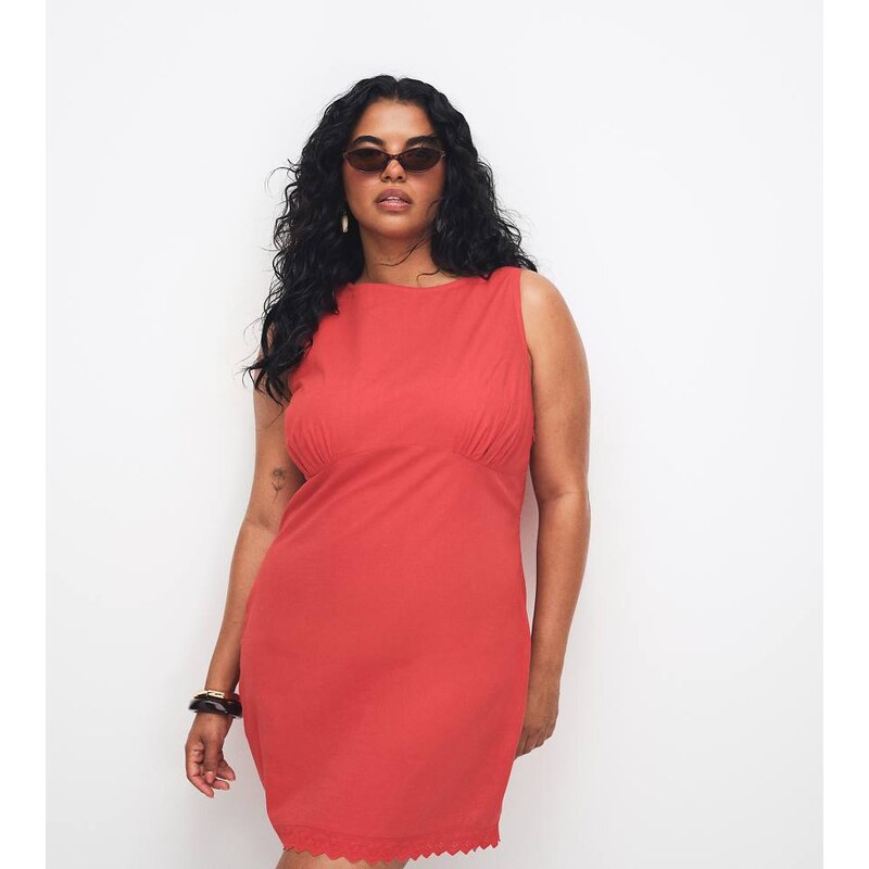 ASOS Curve ASOS DESIGN Curve slash neck mini sundress with