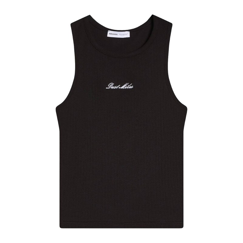 Bershka Tričko černá / offwhite