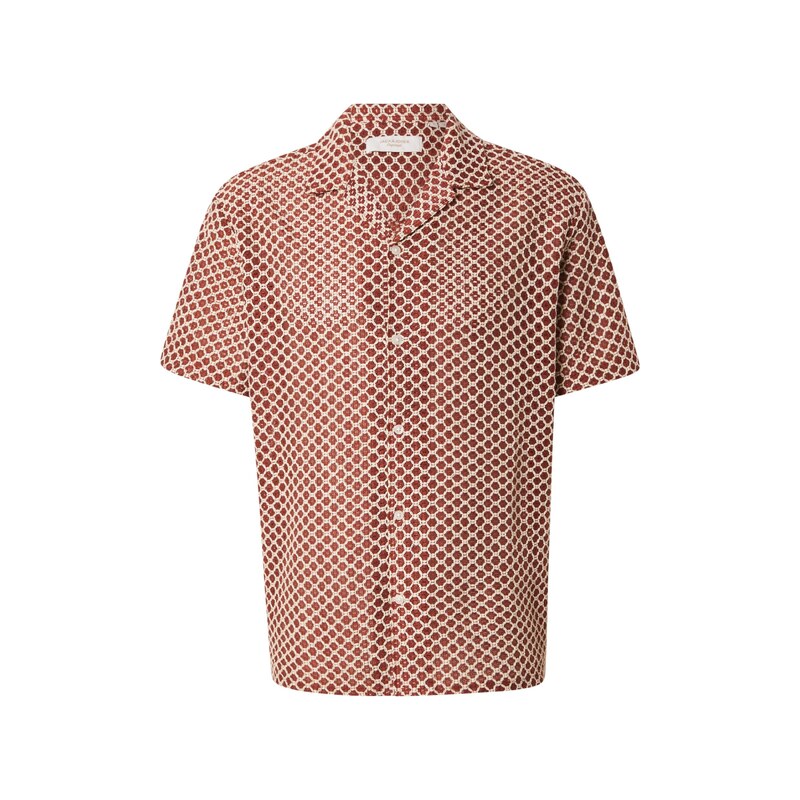 JACK & JONES Košile JORMONTAUK vínově červená / bílá