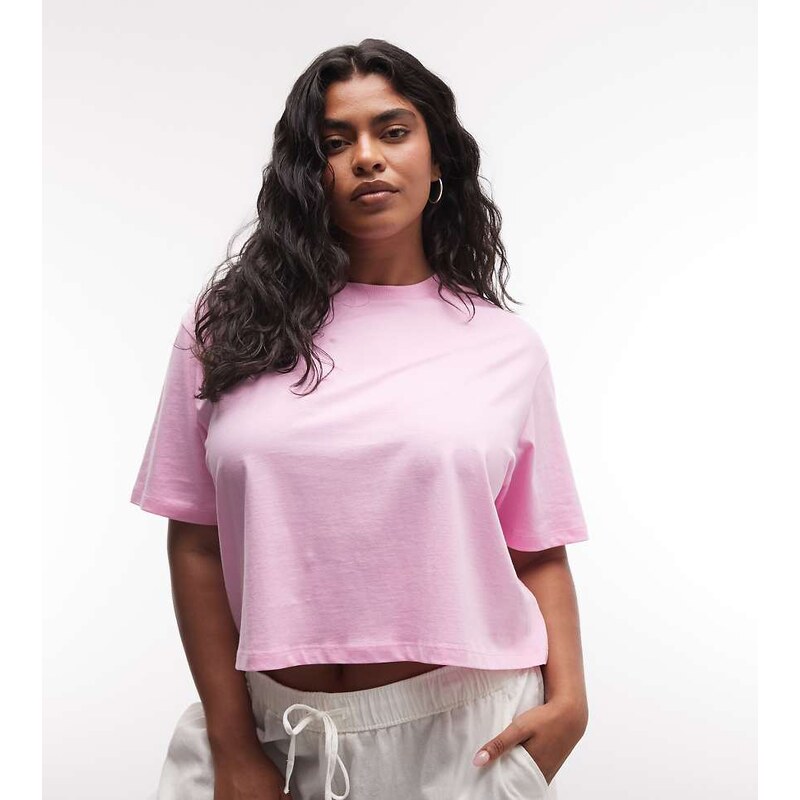 COLLUSION Plus boxy short sleeve t-shirt in bright pink