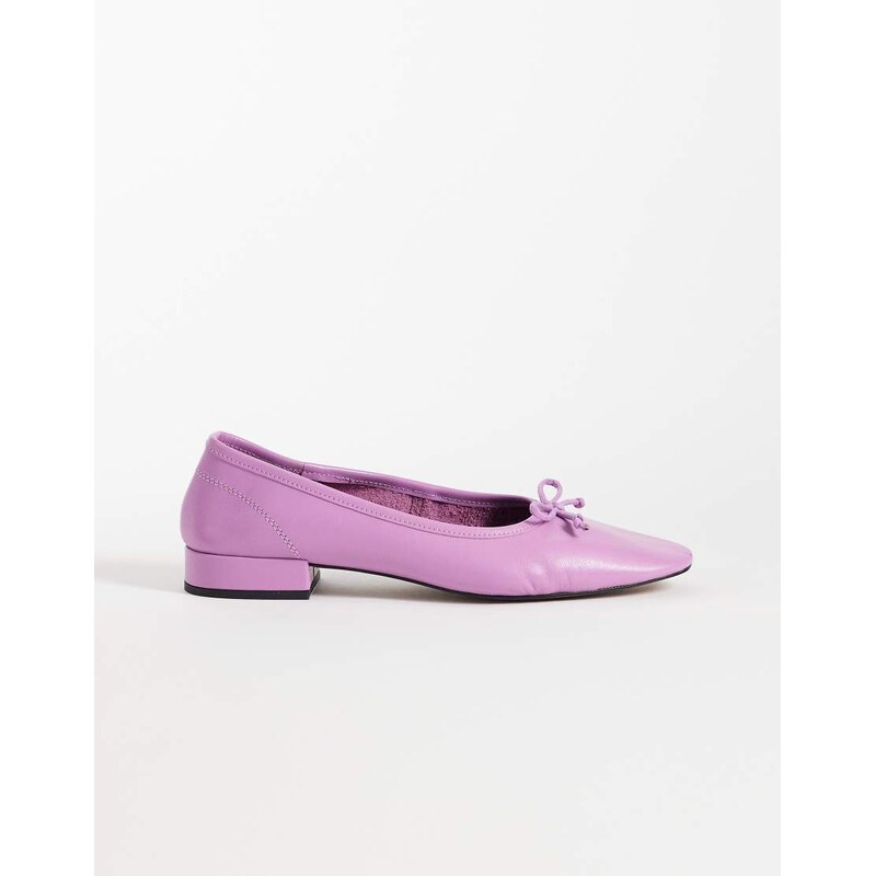 ASOS DESIGN Lucian premium bow detail ballets in lilac leather