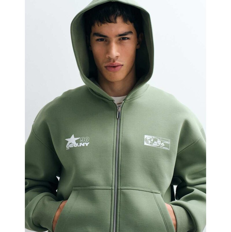 ASOS DESIGN relaxed boxy zip through hoodie in scuba-style