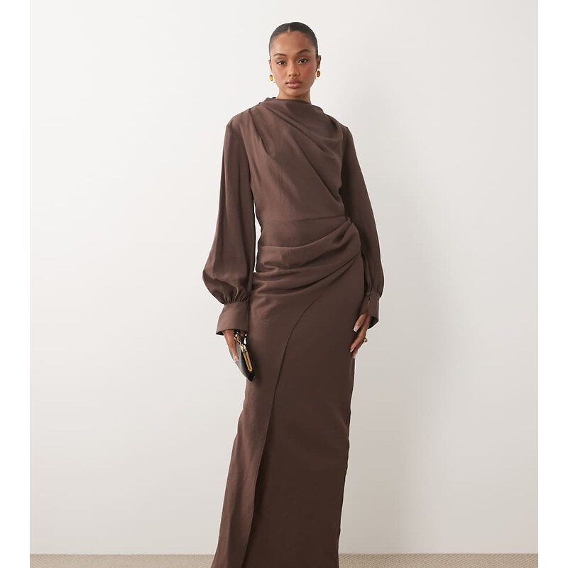 ASOS Tall ASOS DESIGN Tall high neck drape maxi dress with drape
