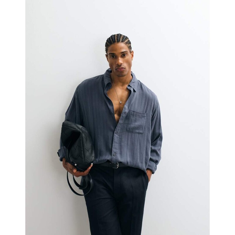 AllSaints Carlyle long sleeve shirt in black
