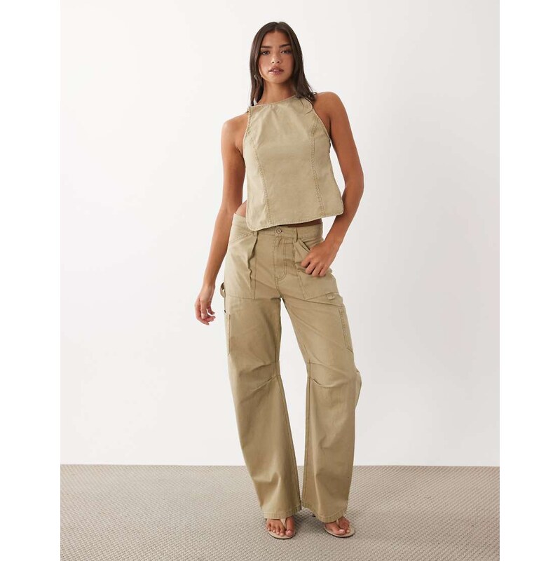 Lioness Miami Vice low rise pocket detail cargo wide leg jeans
