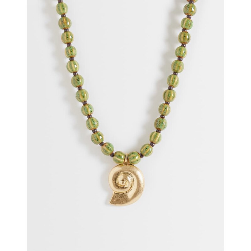 Mango sea shell beaded necklace in gold