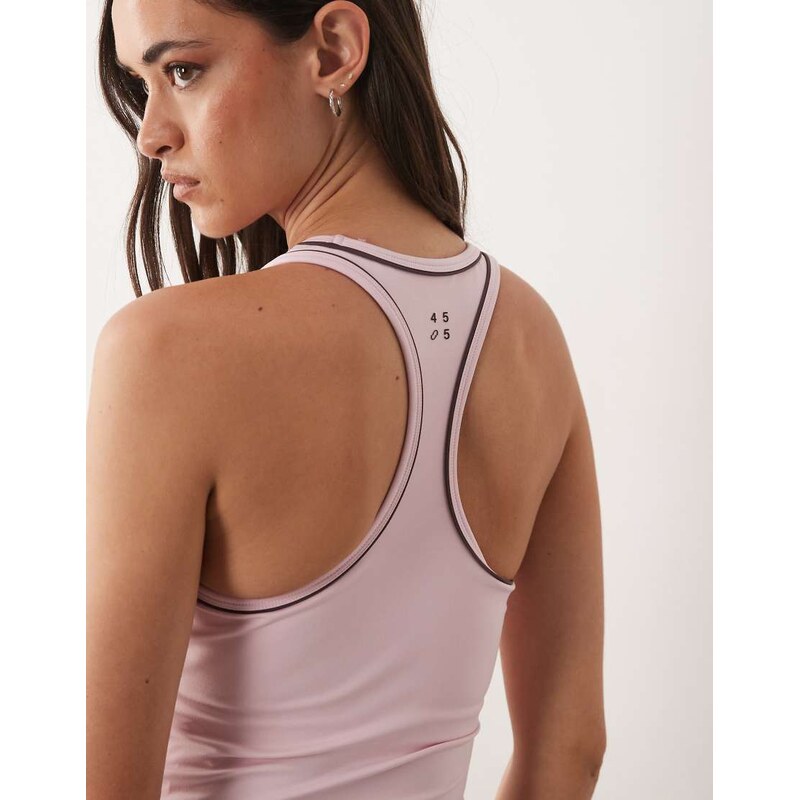 4505 active scoop neck vest with inner bra and piping detail in