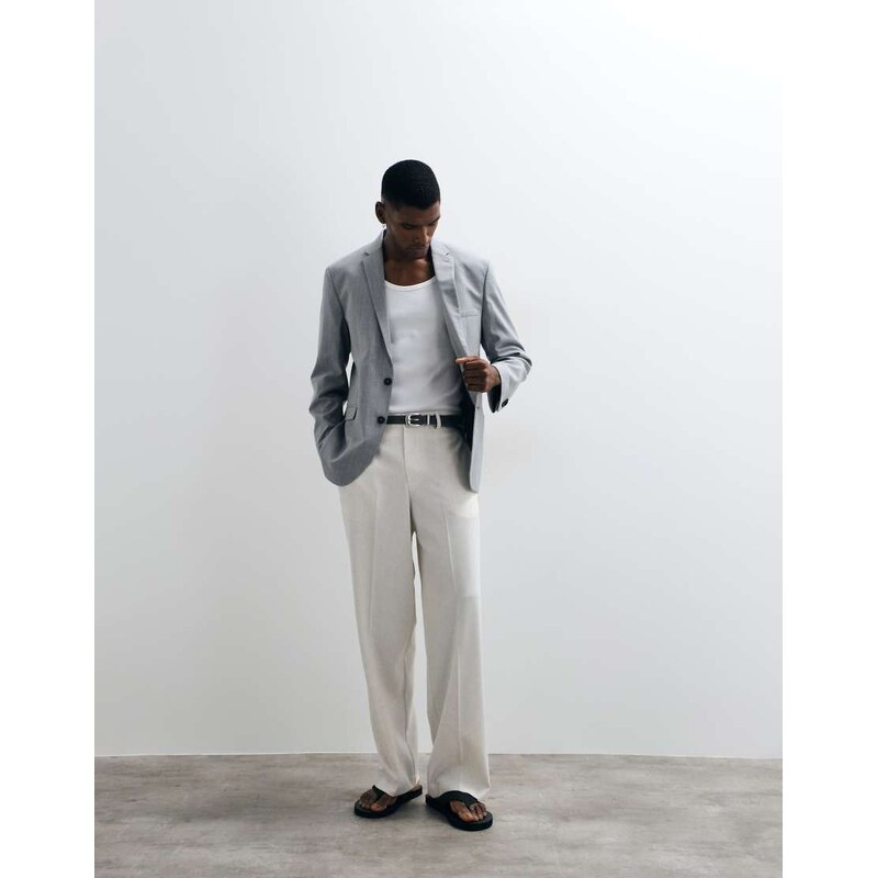 New Look pinstripe smart blazer in grey