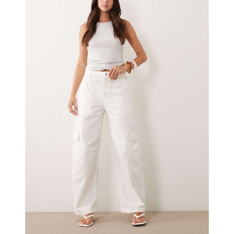 Mango Papaya 100% cotton utility jean in white