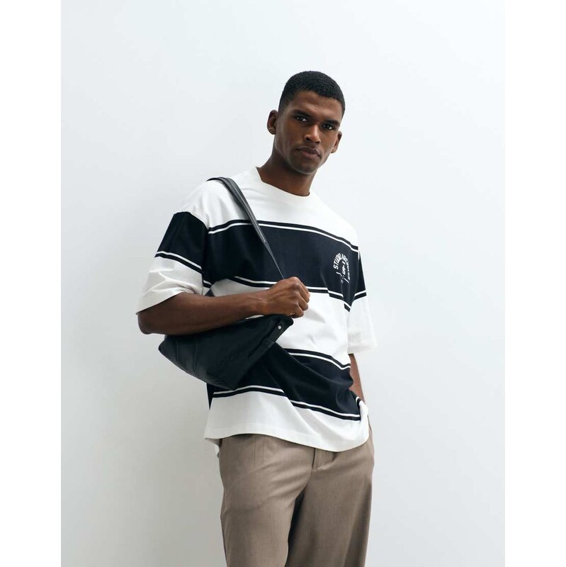 ASOS DESIGN oversized t-shirt in white stripe-Multi