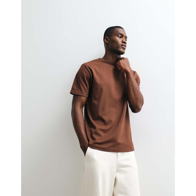 ASOS DESIGN breatheMAX heavyweight regular fit t-shirt in brown
