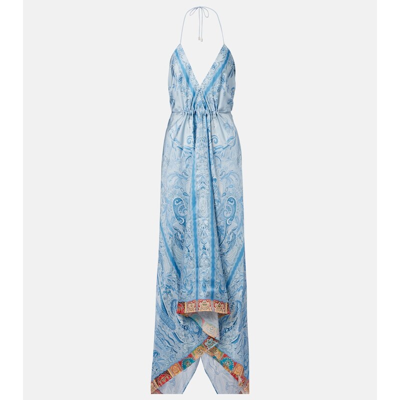 Etro Paisley asymmetric silk maxi dress