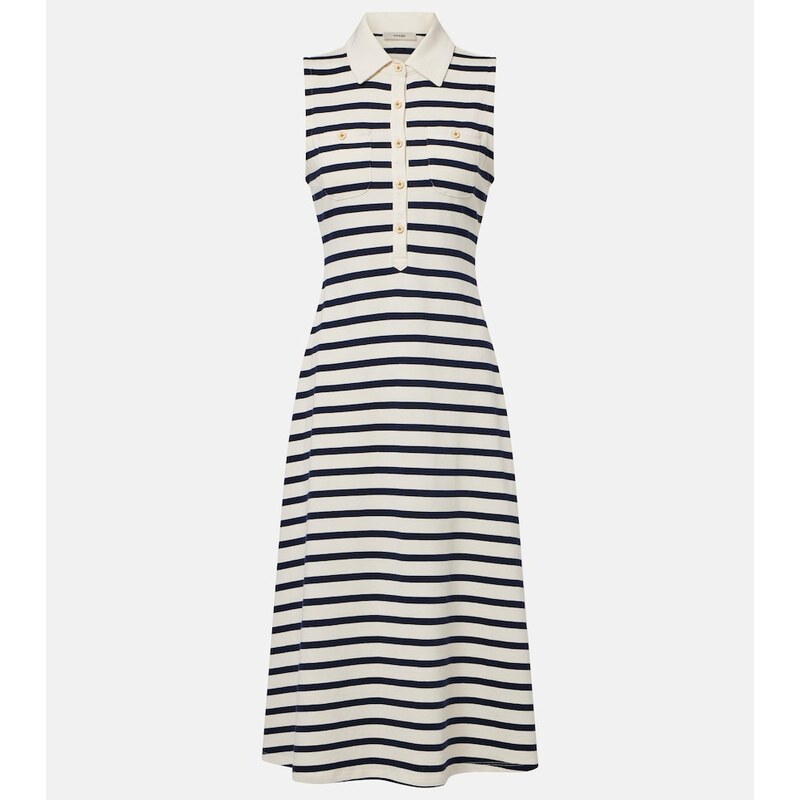 Frame Sea Breeze striped cotton polo dress