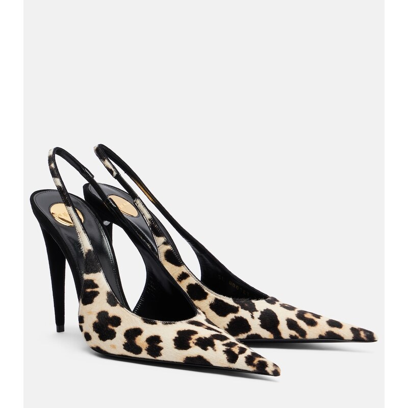 Saint Laurent Guermantes calf hair slingback pumps